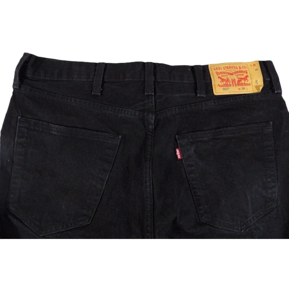 Levis 501 Denim Shorts Men W38 L9 Black Button Fly Cotton Blend Summer Jorts
